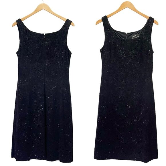 NWT Alex Evenings Midi Length Jacket Scoop Neck Dress Set Black Sequin Size 12 - Picture 6 of 15